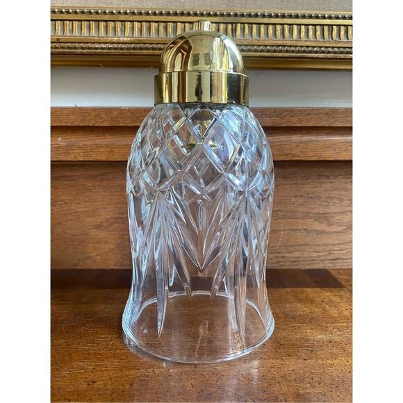 Pair Heavy Brass & Cut Crystal Fixture Candle Holder - Picture 2 of 4